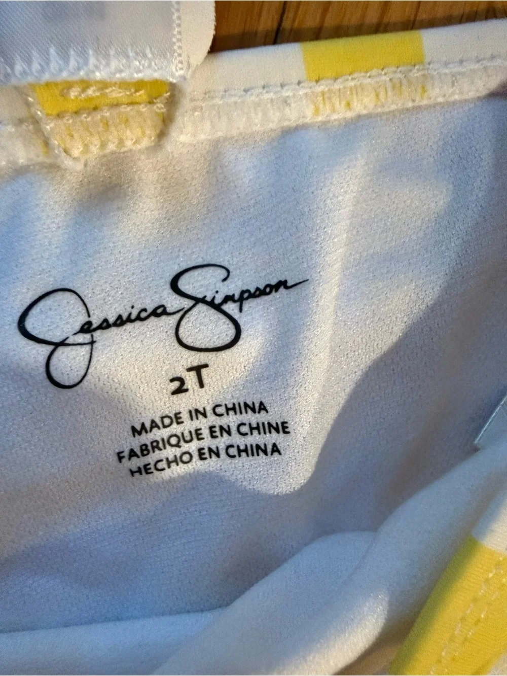 NWT Jessica Simpson Yellow and White Striped Ruffle Two-Piece Swim Set